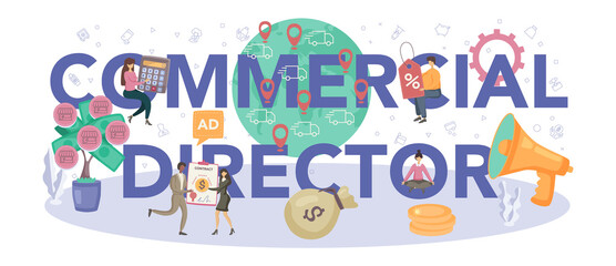 Commercial director typographic header. Sales manager developing