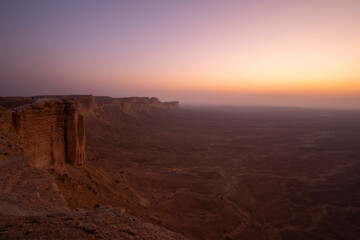 Sunset views at the Edge of the World escarpment tourist area near Riyadh, Saudi Arabia