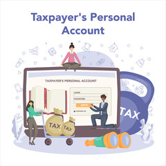 Tax inspector online service or platform. Idea of accounting