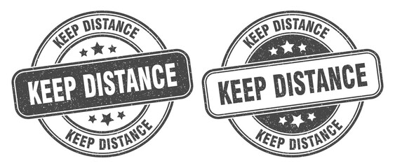 keep distance stamp. keep distance label. round grunge sign