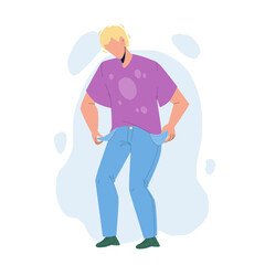 Empty Pocket Of Bankruptcy Poor Young Man Vector