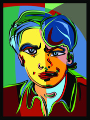 portrait cubism art style,young man accuses you