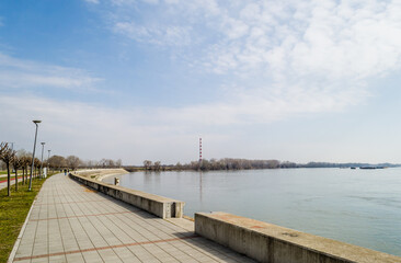 Fototapeta na wymiar Promenade, Belgrade Quay on the banks of the Danube River, in Novi Sad.