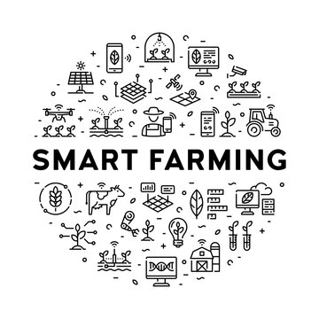 Vector Smart Farm Agriculture Icon Set