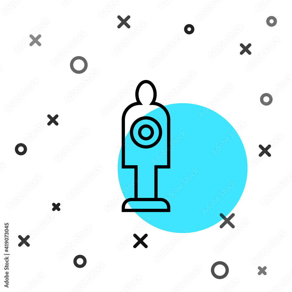 Poster black line human target sport for shooting icon isolated on white background. clean target with numb