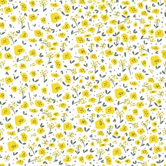 Vector element of seamless pattern. Little yellow flowers print. Template for paper design, cover, textile print