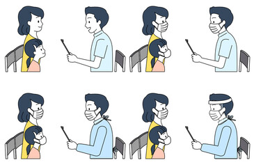 診察を受ける親子