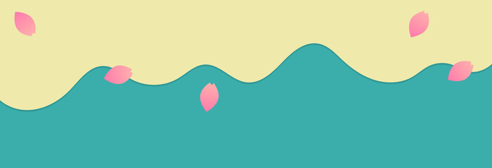 Cherry blossom petal background banner. frame, vector illustration, spring, pop, copy space, web header, footer,