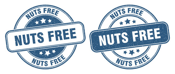 nuts free stamp. nuts free label. round grunge sign