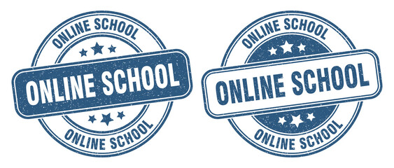 online school stamp. online school label. round grunge sign