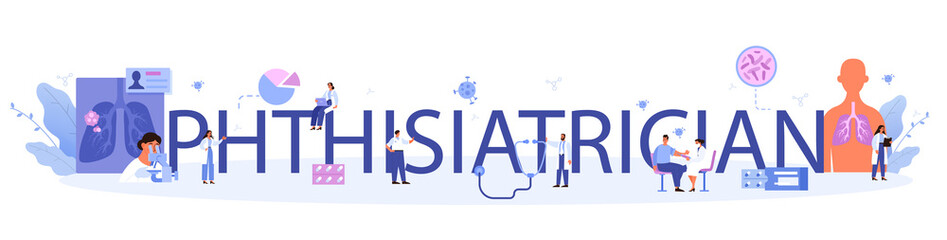 Phthisiatrician typographic header. Human pulmonary system. Idea of health