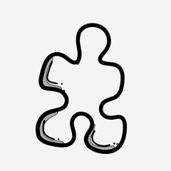 Jigsaw doodle vector icon. Drawing sketch illustration hand drawn line eps10