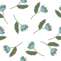 Spring seamless pattern with blue flowers. Floral Pattern