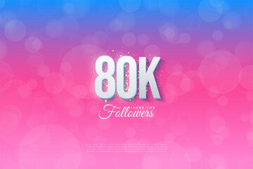 80k followers with graded background illustration.