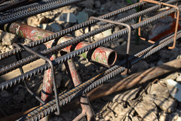 steel bars on construction site