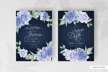 beautiful floral wreath with watercolor splash wedding invitation card template