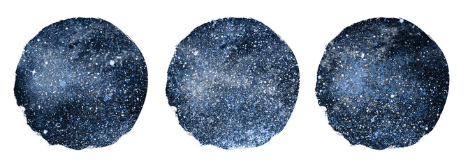 Romantic night sky background isolated on white background. Watercolor set