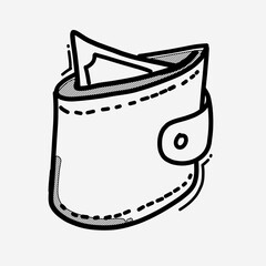 Wallet vector icon. Drawing sketch illustration hand drawn line eps10
