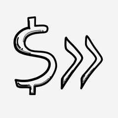 Money forward vector icon. Drawing sketch illustration hand drawn line eps10