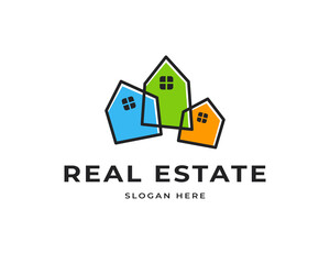 Property investment house vector logo design. Modern residential building construction logo design