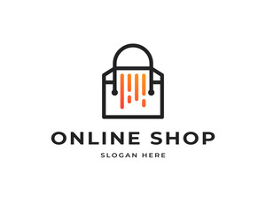 Online shop vector logo design. Modern technology logo design