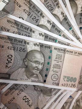 New Indian currency 500 rupees bank note background