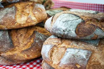 Sourdough bread. Bakery bread with golden crust bread