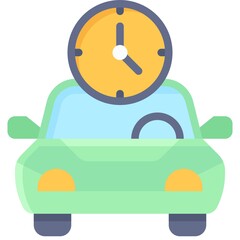 Fototapeta premium Car with clock icon, Parking lot related vector