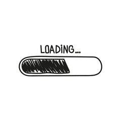 Loading bar doodle icon with black indicator. Vector illustration on white background.