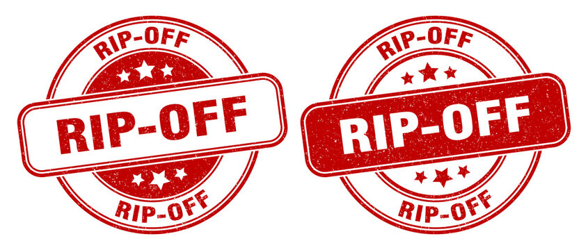 rip-off stamp. rip-off label. round grunge sign