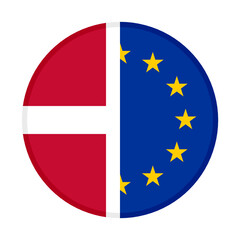 Fototapeta premium round icon with denmark and europe flags isolated on white background 