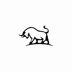 Fototapeta premium Bull logo vector illustration design in outline style
