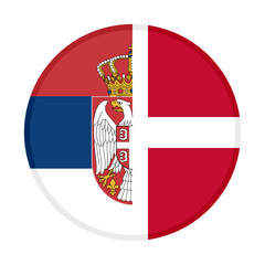 Obraz premium round icon with serbia and denmark flags 