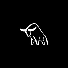 Bull logo vector illustration design in outline style