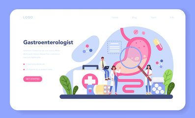 Gastroenterology doctor web banner or landing page. Idea of health care
