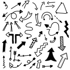 doodle arrow from free hand drawing vector set on white background