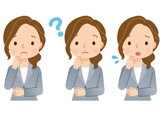 スーツを着た女性　表情ポーズ　セット