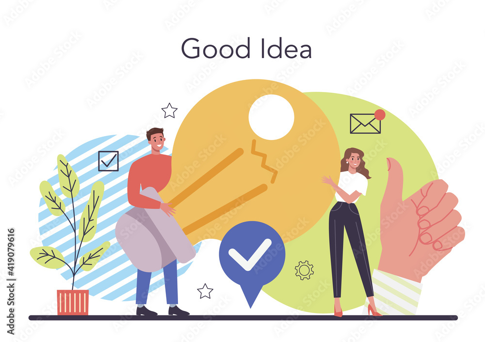 Poster idea concept. creative innovation and brainstorm. solution generation