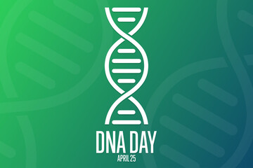 DNA Day. April 25. Holiday concept. Template for background, banner, card, poster with text inscription. Vector EPS10 illustration.