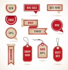 Vector stickers, price tag, banner, label. Coupon sale, offers and promotions vector template.