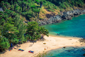 The natural background of the morning light rising in the middle of the sea and surrounded by mountains, cool breezes, the beauty of the ecology of the tourist attractions.