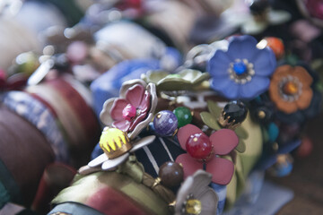 Costume jewelery for sale at the flea market
