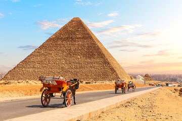 A Carriage near the Pyramids of Egypt, Giza