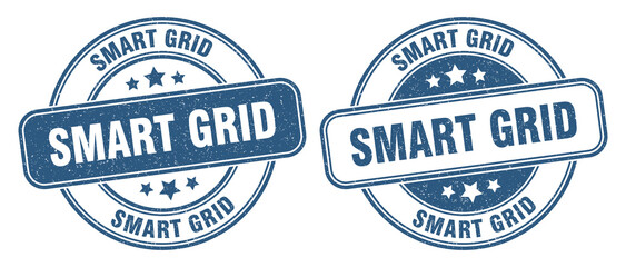 smart grid stamp. smart grid label. round grunge sign