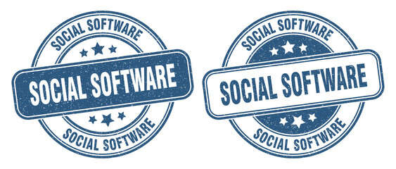 social software stamp. social software label. round grunge sign