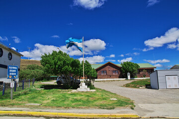 The flag on the border between Argentina and Chile in Tierra del Fuego