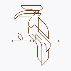 Geometric minimal line style hornbill logo. © lumyaisweet