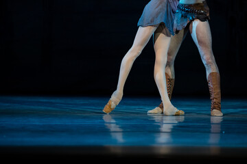 legs of classic ballet couple