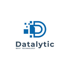 Letter D technology logo template