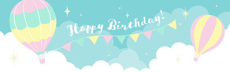 vector background with hot-air balloons in the sky for banners, cards, flyers, social media wallpapers, etc.